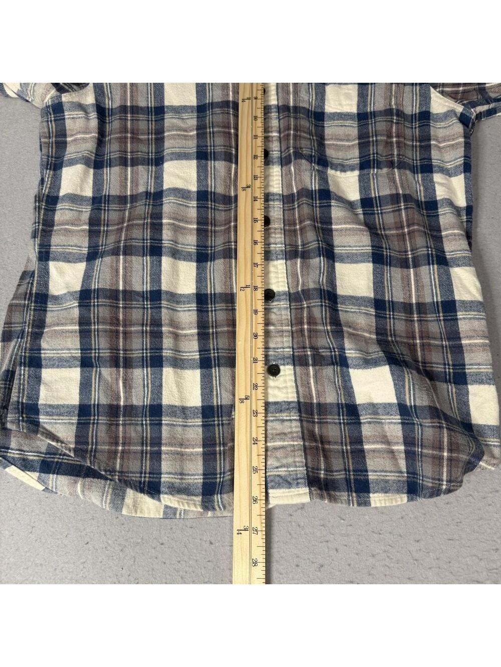 LL‎ Bean Slim Fit Flannel Shirt Men’s M Blue Brown Tartan Plaid Button Up Casual - Picture 8 of 11